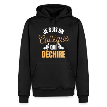 je suis un collègue qui déchire - cadeau amitié - Sweat à capuche Premium bio Homme - noir - Devant - Nico (187cm)