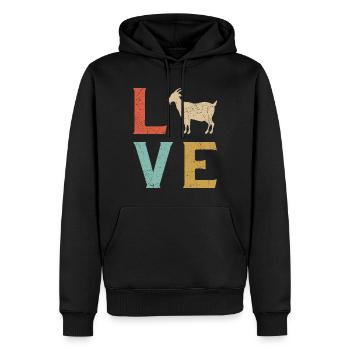 j'aime les chèvres t-shirt chèvre - Sweat à capuche Premium bio Homme - noir - Devant - Nico (187cm)