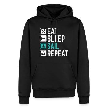 Manger Sommeil voile Répéter T-shirt voilier voilier - Sweat à capuche Premium bio Homme - noir - Devant - Nico (187cm)