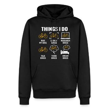 Dinge, die ich mit dem Fahrrad fahre - Männer Premium Bio Hoodie - Schwarz - Vorne - Nico (187cm)