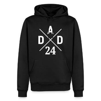 Papa 24 Papa ist 2024 frischgebackener Vater - Männer Premium Bio Hoodie - Schwarz - Vorne - Nico (187cm)