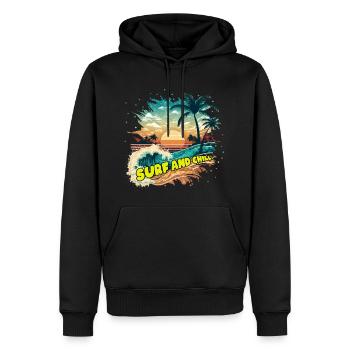 Tropisches Surfen Beachsurfen und Chillen - Männer Premium Bio Hoodie - Schwarz - Vorne - Nico (187cm)