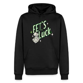 Vatertag Lustig Spruch Fet´s Luck Spaß Würfel - Männer Premium Bio Hoodie - Schwarz - Vorne - Nico (187cm)