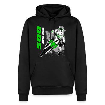 Moto Cross - Motocross - Supercross - MX - SX - Männer Premium Bio Hoodie - Schwarz - Vorne - Nico (187cm)