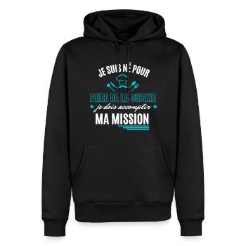 je suis né pour faire de la cuisine - Sweat à capuche Premium bio Homme - noir - Devant - Nico (187cm)