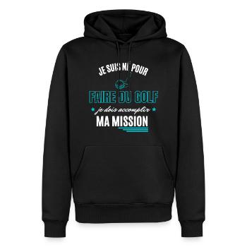 je suis né pour faire du golf - Sweat à capuche Premium bio Homme - noir - Devant - Nico (187cm)