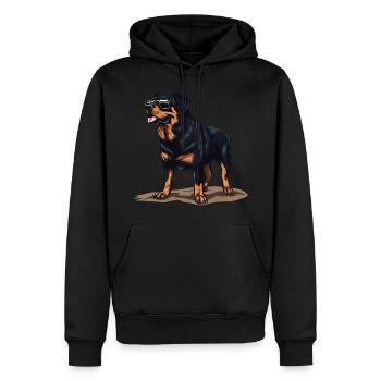 Rottweiler L’Explorateur - Sweat à capuche Premium bio Homme - noir - Devant - Nico (187cm)