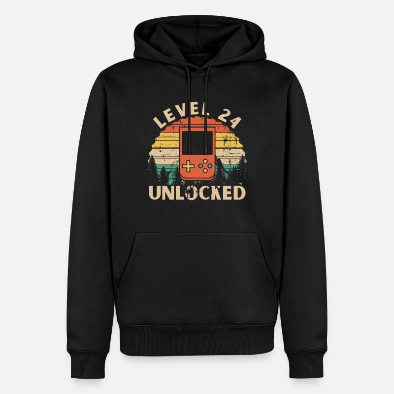 Level 24 freigeschaltet - Männer Premium Bio Hoodie - Schwarz