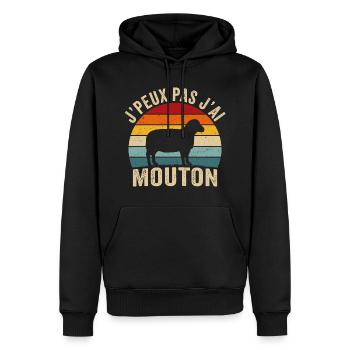 retro j'peux pas j'ai mouton - Sweat à capuche Premium bio Homme - noir - Devant - Nico (187cm)