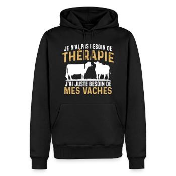 j'ai juste besoin de mes vaches - Sweat à capuche Premium bio Homme - noir - Devant - Nico (187cm)