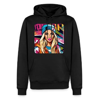 Cooles Graffiti Hip Hop Girl - Männer Premium Bio Hoodie - Schwarz - Vorne - Nico (187cm)