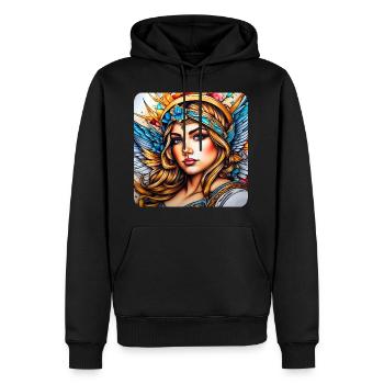 Engel - Männer Premium Bio Hoodie - Schwarz - Vorne - Nico (187cm)