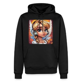 Ange mignon avec des écouteurs - Sweat à capuche Premium bio Homme - noir - Devant - Nico (187cm)