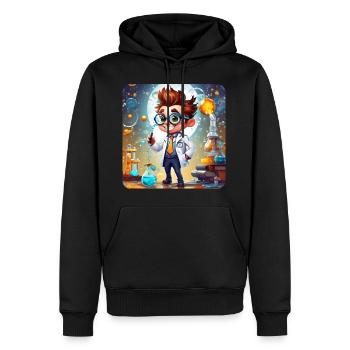 Süßer Professor mit Kittel im Labor - Männer Premium Bio Hoodie - Schwarz - Vorne - Nico (187cm)