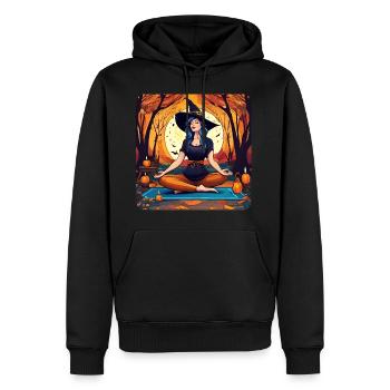 Hexe macht Joga bei Vollmond - Männer Premium Bio Hoodie - Schwarz - Vorne - Nico (187cm)