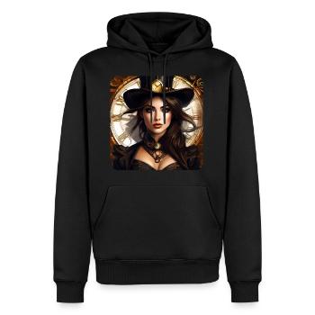 Sexy fille steampunk avec chapeau et montre - Sweat à capuche Premium bio Homme - noir - Devant - Nico (187cm)