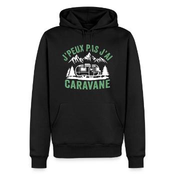 J'peux pas j'ai caravane - Sweat à capuche Premium bio Homme - noir - Devant - Nico (187cm)