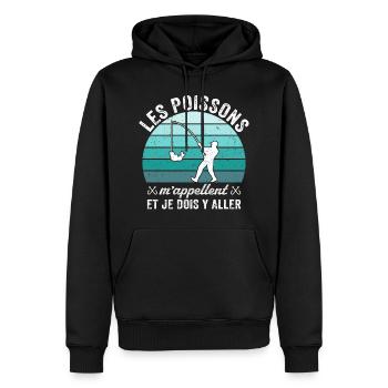les poissons m'appellent et je dois y aller - Sweat à capuche Premium bio Homme - noir - Devant - Nico (187cm)