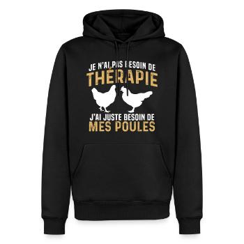 j'ai juste besoin de mes poules - Sweat à capuche Premium bio Homme - noir - Devant - Nico (187cm)