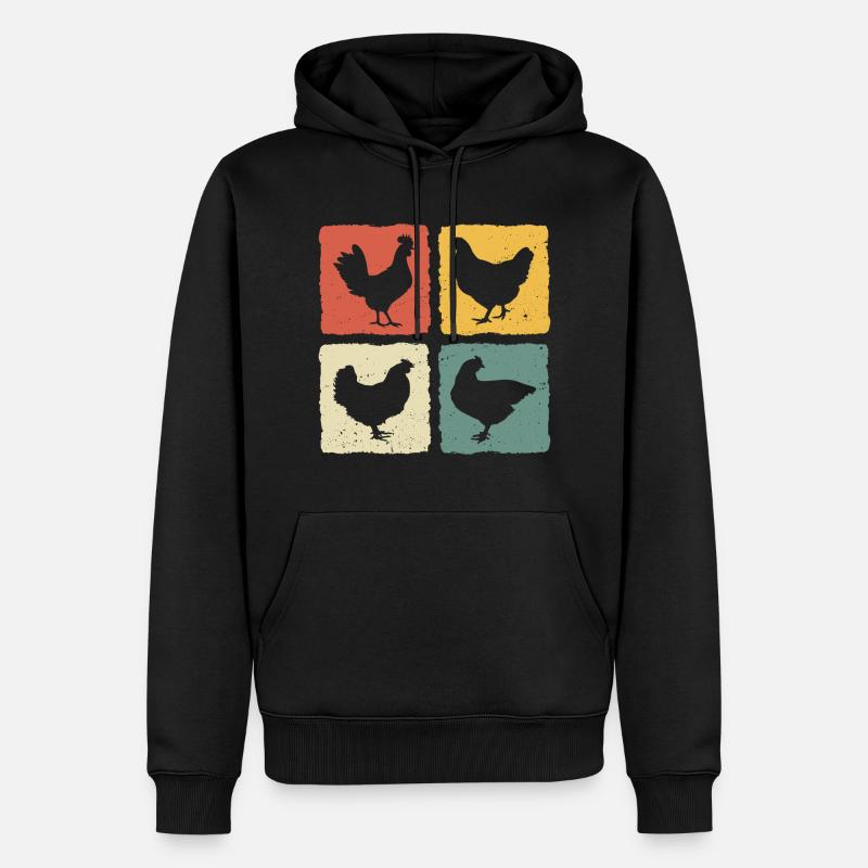 retro poules - Sweat à capuche Premium bio Homme - noir