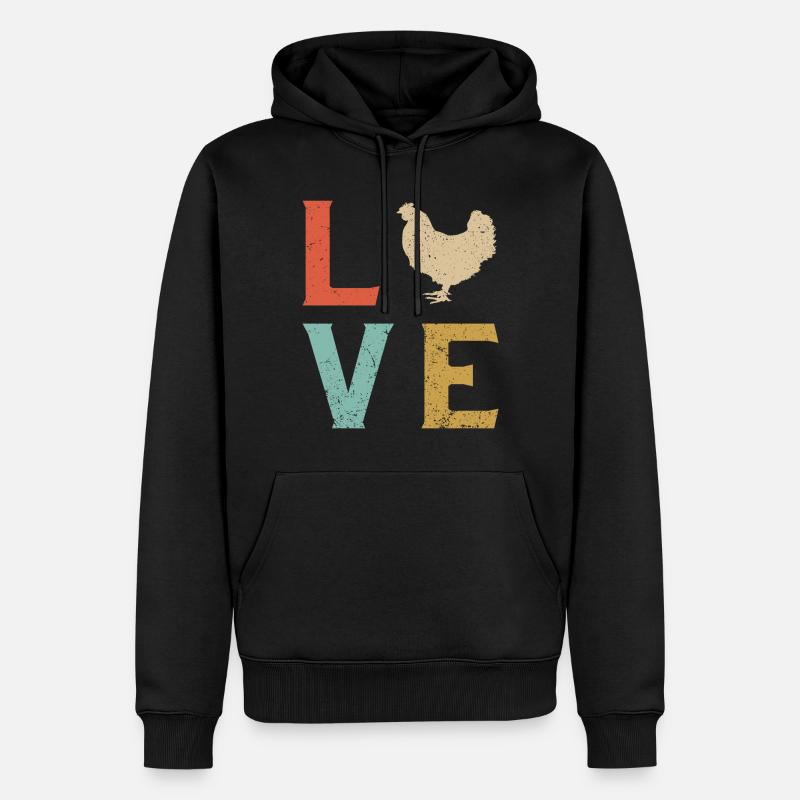 I love chickens - Sweat à capuche Premium bio Homme - noir