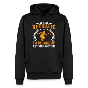 je suis retraité la pétanque est mon métier - Sweat à capuche Premium bio Homme - noir - Devant - Nico (187cm)