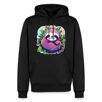 Faultier Zeichnung - Männer Premium Bio Hoodie - Schwarz - Vorne - Nico (187cm)
