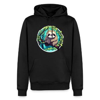 Faultier Zeichnung - Männer Premium Bio Hoodie - Schwarz - Vorne - Nico (187cm)