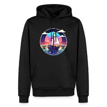 Segelboot Illustration - Männer Premium Bio Hoodie - Schwarz - Vorne - Nico (187cm)