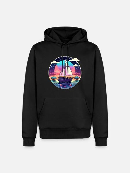 Segelboot Illustration - Männer Premium Bio Hoodie - Schwarz