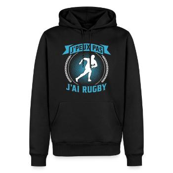 je peux pas j'ai rugby - Sweat à capuche Premium bio Homme - noir - Devant - Nico (187cm)