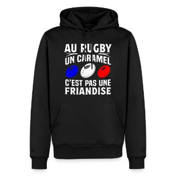 Joueur de rugby - Sweat à capuche Premium bio Homme - noir - Devant - Nico (187cm)