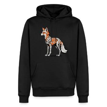 Illustration de squelette de renard - Sweat à capuche Premium bio Homme - noir - Devant - Nico (187cm)