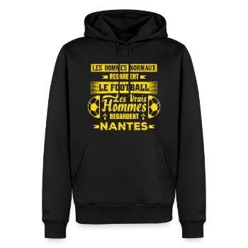 les vrais hommes regardent nantes club de foot - Sweat à capuche Premium bio Homme - noir - Devant - Nico (187cm)