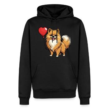 Zwergspitz Herz - Valentinstag - Männer Premium Bio Hoodie - Schwarz - Vorne - Nico (187cm)