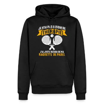 j'ai juste besoin de ma raquette de padel - Sweat à capuche Premium bio Homme - noir - Devant - Nico (187cm)