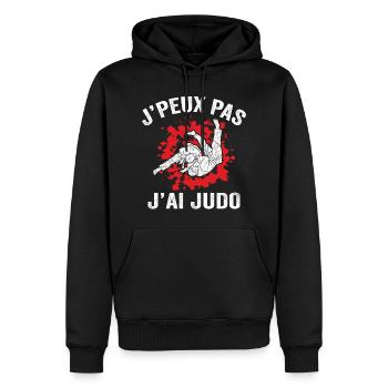 je peux pas j'ai judo - Sweat à capuche Premium bio Homme - noir - Devant - Nico (187cm)