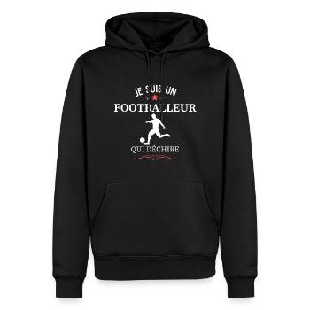 Je suis un footballeur qui déchire - Sweat à capuche Premium bio Homme - noir - Devant - Nico (187cm)