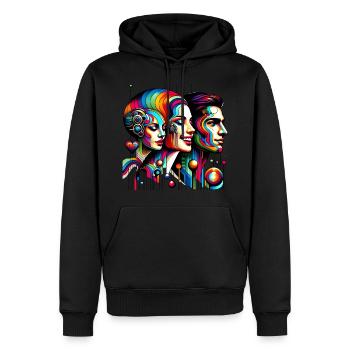 Cyber Vielfalt - Cyber Diversity 1 - Männer Premium Bio Hoodie - Schwarz - Vorne - Nico (187cm)