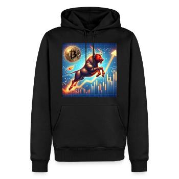 Bitcoin Bullrun Crypto - Sweat à capuche Premium bio Homme - noir - Devant - Nico (187cm)