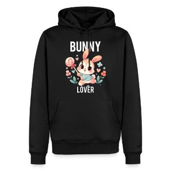 bunny lover - Sweat à capuche Premium bio Homme - noir - Devant - Nico (187cm)