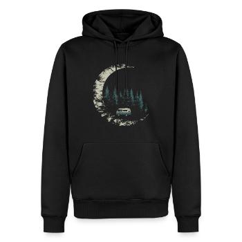 Camper im Mondlicht - Männer Premium Bio Hoodie - Schwarz - Vorne - Nico (187cm)