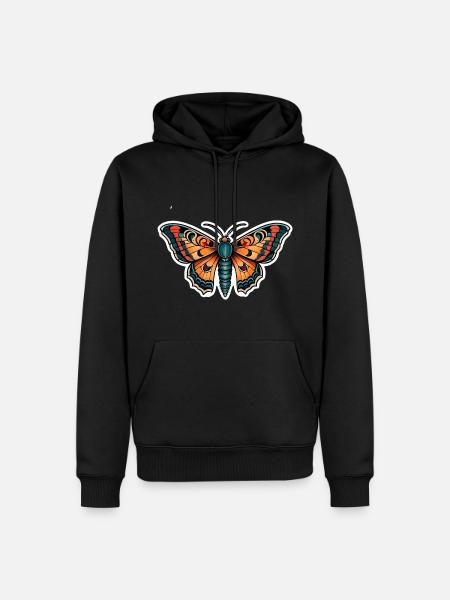 Moth Neo Traditional - Men’s Premium Organic Hoodie - black