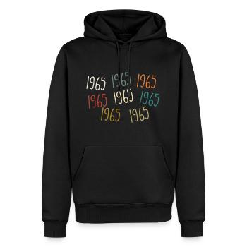 Jahrgang 1965 Geburtsjahr - legendär seit 1965 - Männer Premium Bio Hoodie - Schwarz - Vorne - Nico (187cm)