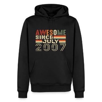 Juli 2007 Geburtstagsgeschenk Juli 2007 Jahrgang - Männer Premium Bio Hoodie - Schwarz - Vorne - Nico (187cm)