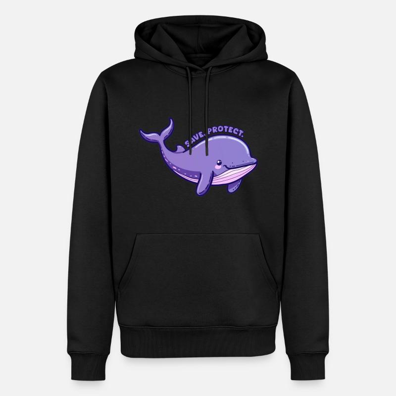 Save Protect - Baleine violette - Sticker - Sweat à capuche Premium bio Homme - noir