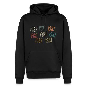 Né en 1987 - légendaire depuis 1987 - Sweat à capuche Premium bio Homme - noir - Devant - Nico (187cm)