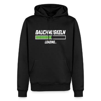 Bauchmuskeln Loading... - Männer Premium Bio Hoodie - Schwarz - Vorne - Nico (187cm)