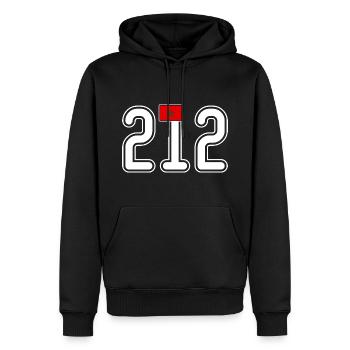 Indicatif Maroc +212 Appelle vers le Maroc - Sweat à capuche Premium bio Homme - noir - Devant - Nico (187cm)