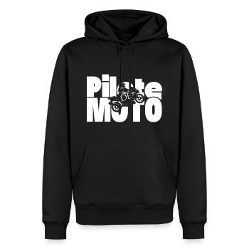 Motorradfahrer - Männer Premium Bio Hoodie - Schwarz - Vorne - Nico (187cm)